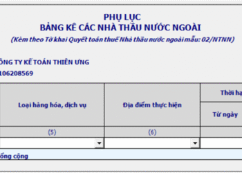 Mẫu Phụ lục bảng kê các nhà thầu nước ngoài – Mẫu 02-1/NTNN