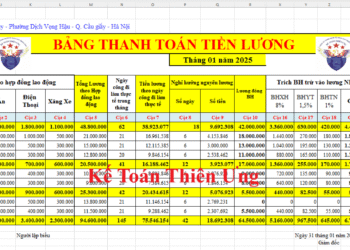 Mẫu Bảng thanh toán tiền lương theo Thông tư 133 và 200