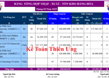 Mẫu bảng tổng hợp Nhập Xuất Tồn trên Excel