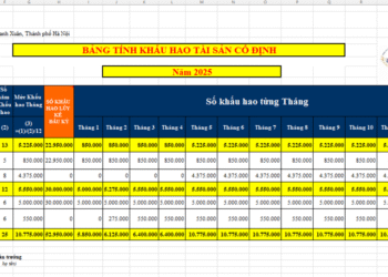 Mẫu bảng trích khấu hao tài sản cố định trên Excel 2025 mới nhất