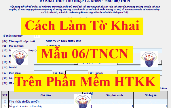 Cách làm tờ khai thuế TNCN mẫu 06/TNCN TT80 trên HTKK