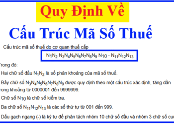Cấu trúc mã số thuế doanh nghiệp, cá nhân, hộ kinh doanh