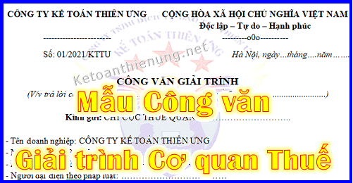 Mẫu công văn giải trình với cơ quan thuế mới nhất