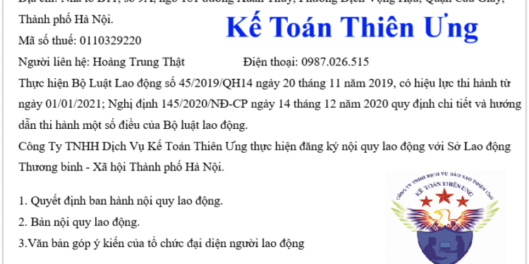 Mẫu văn bản đề nghị đăng ký nội quy lao động 2025 mới nhất