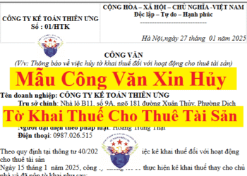 Mẫu công văn xin hủy tờ khai thuế cho thuê tài sản mới nhất năm 2025
