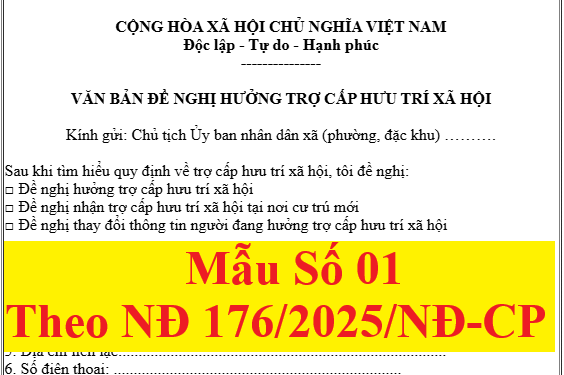 Mẫu đề nghị hưởng trợ cấp hưu trí xã hội