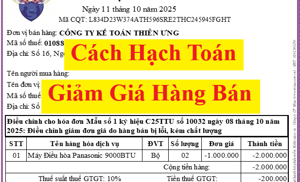 Hạch toán giảm giá hàng bán đối với bên mua, bên bán theo TT 200, TT 133