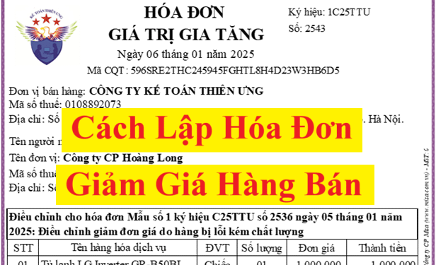 Cách xuất hóa đơn giảm giá hàng bán