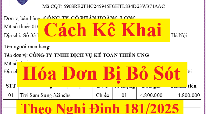 Cách kê khai hóa đơn đầu vào bị bỏ sót, đầu ra bỏ sót 2025