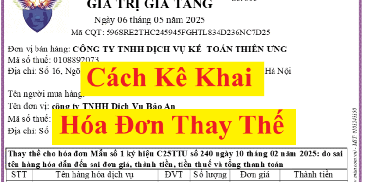 Cách kê khai hóa đơn thay thế khác kỳ, cùng kỳ theo NĐ 70/2025
