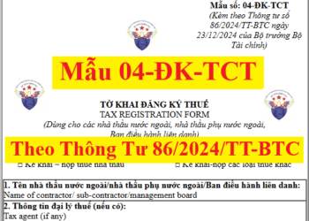 Mẫu 04-ĐK-TCT theo Thông tư số 86/2024/TT-BTC đăng ký thuế