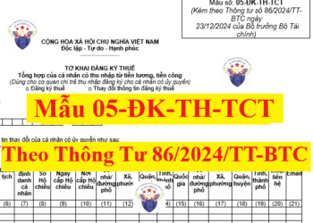Mẫu 05-ĐK-TH-TCT theo Thông tư 86/2024/TT-BTC mới nhất 2025