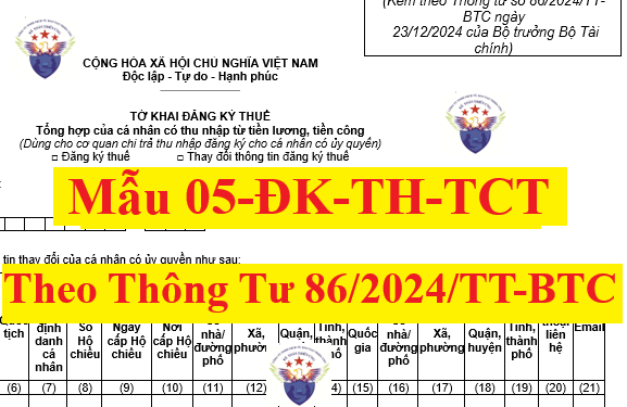 Mẫu 05-ĐK-TH-TCT theo Thông tư 86/2024/TT-BTC mới nhất 2025