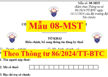 Mẫu 08-MST theo thông tư 86/2024/TT-BTC mới nhất năm 2025