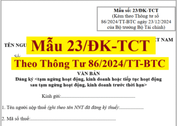 Mẫu 23/ĐK-TCT theo thông tư 86/2024/TT-BTC