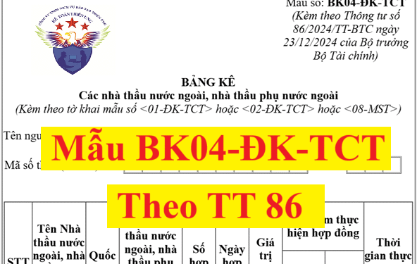 Mẫu BK04-ĐK-TCT theo Thông tư số 86/2024/TT-BTC