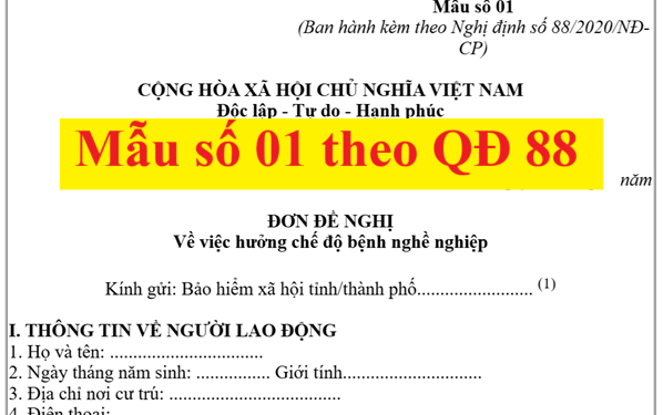 Mẫu số 01 theo Nghị định số 88/2020/NĐ-CP