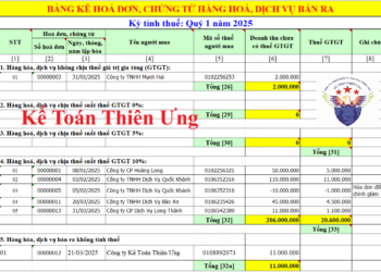 Cách lập bảng kê bán ra theo Mẫu 01-1/GTGT trên Excel