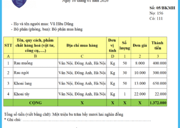 Mẫu bảng kê mua hàng 06 – VT theo Thông tư 99