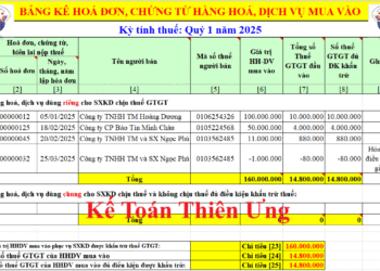 Cách lập bảng kê hóa đơn hàng hóa dịch vụ mua vào Mẫu 01-2/GTGT