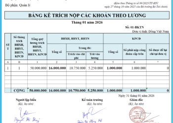 Mẫu bảng kê trích nộp các khoản theo lương theo Thông tư 99