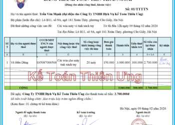 Mẫu bảng thanh toán tiền thuê ngoài theo Thông tư 99