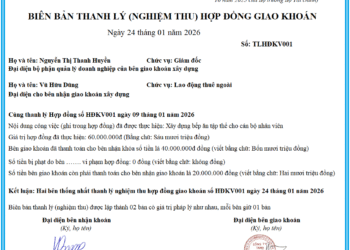 Mẫu biên bản thanh lý hợp đồng giao khoán theo Thông tư 99