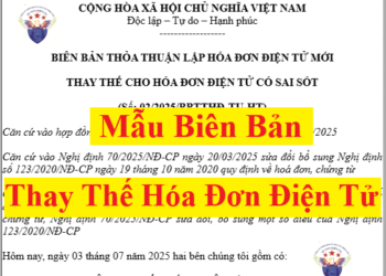 Mẫu biên bản thay thế hoá đơn điện tử lập sai theo nghị định 70/2025/NĐ-CP