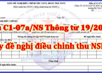 Giấy đề nghị điều chỉnh thu NSNN Mẫu C1-07a/NS tt 19/2020/TT-BTC