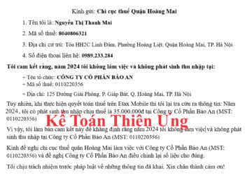 Mẫu cam kết không phát sinh thu nhập tại công ty, doanh nghiệp
