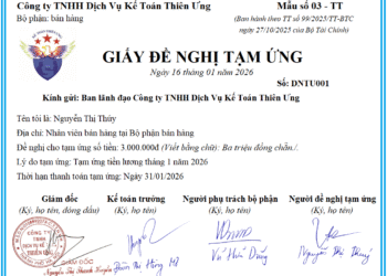 Mẫu giấy đề nghị tạm ứng – Mẫu số 03 – TT theo thông tư 99