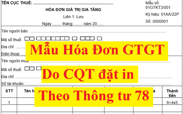 Mẫu hóa đơn giá trị gia tăng do cục thuế phát hành