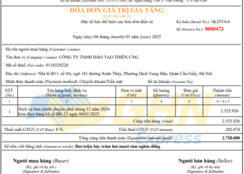 Mẫu hóa đơn không có mã của cơ quan thuế theo NĐ 70/2025