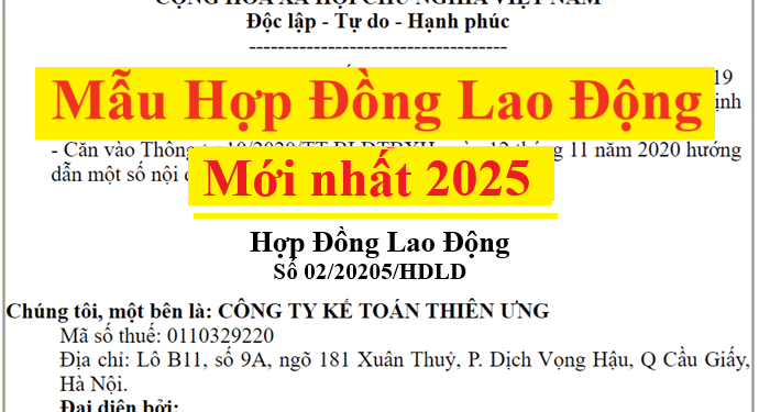 Mẫu hợp đồng lao động 2025 mới nhất