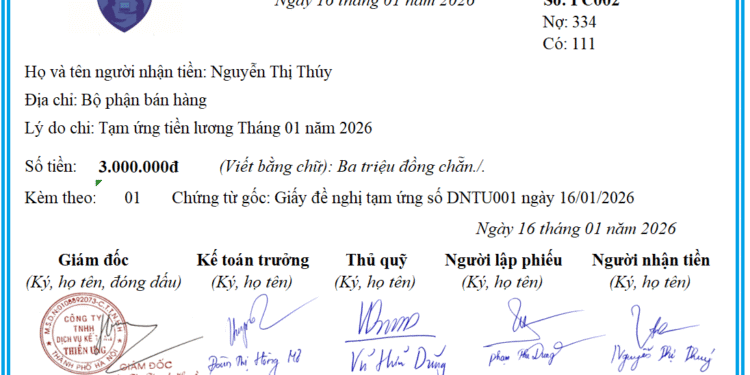 Mẫu phiếu chi theo thông tư 99 mới nhất năm 2026