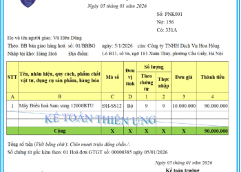 Mẫu phiếu nhập kho theo thông tư 99 mới nhất 2026