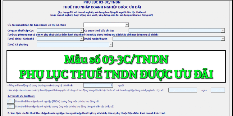 Mẫu số 03-3C/TNDN Phụ lục thuế thu nhập doanh nghiệp được ưu đãi theo TT 80/2021