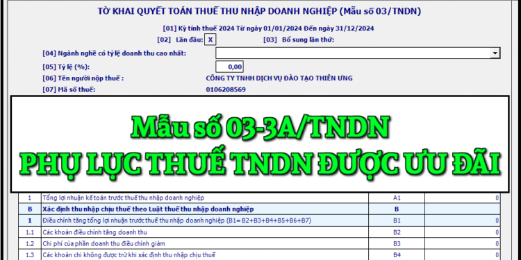 Mẫu số 03-3A/TNDN Phụ lục thuế thu nhập doanh nghiệp được ưu đãi theo TT 80/2021