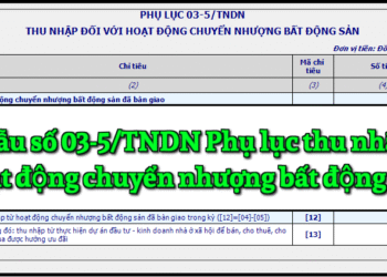 Mẫu số 03-5/TNDN Phụ lục thu nhập đối với hoạt động chuyển nhượng bất động sản theo TT 80/2021
