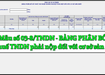 Mẫu số 03-8/TNDN Bảng phân bổ số thuế TNDN phải nộp đối với cơ sở sản xuất theo TT 80/2021