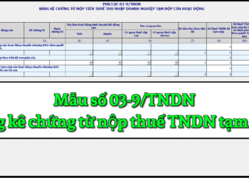Mẫu số 03-9/TNDN Bảng kê chứng từ nộp thuế TNDN tạm nộp theo TT 80/2021