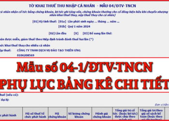 Mẫu số 04-1/ĐTV-TNCN Phụ lục bảng kê chi tiết theo TT 80/2021