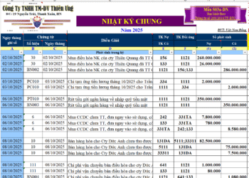 Mẫu sổ Nhật ký chung theo Thông tư 133 và 200