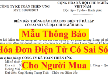 Mẫu thông báo hóa đơn điện tử có sai sót cho người mua