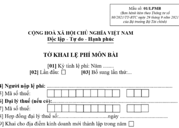 Mẫu tờ khai lệ phí môn bài 2025 theo Thông Tư 80