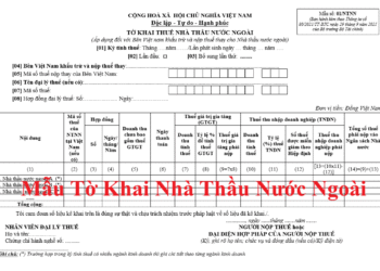 Tờ khai thuế nhà thầu nước ngoài mẫu 01/NTNN theo TT 80