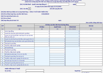 Mẫu tờ khai quyết toán thuế nhà thầu nước ngoài – Mẫu 02/NTNN