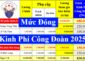 Mức đóng kinh phí công đoàn theo tỷ lệ trích nộp mới nhất năm 2025