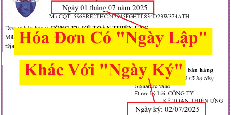 Kê khai hóa đơn có ngày lập và ngày ký khác nhau