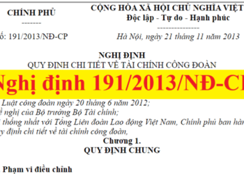 Nghị định 191/2013/NĐ-CP hướng dẫn về kinh phí công đoàn